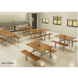 MESA DE REFEITÓRIO COM BANCO ACOPLADO MV